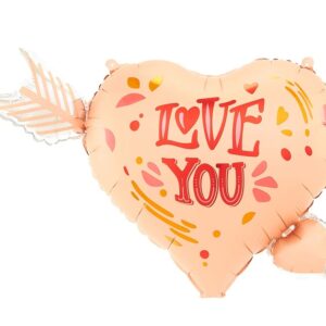 Balónek fóliové Srdce béžové se šípem  I Love You 69x54 cm