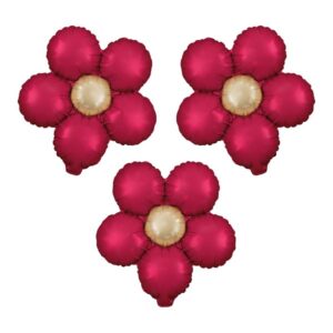 Balónek fóliový červený květ 45 cm 3 ks