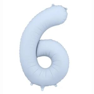 Balónek fóliový číslo 6 mlhavě modrá 86 cm