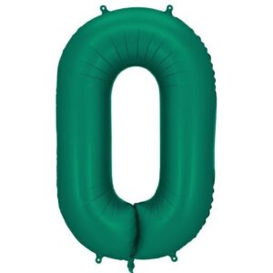 Balónek fóliový lahvově zelené číslo "0" 86 cm