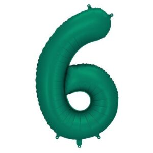 Balónek fóliový lahvově zelené číslo "6" 86 cm