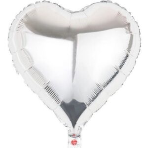 Balónek fóliový srdce stříbrné 45cm