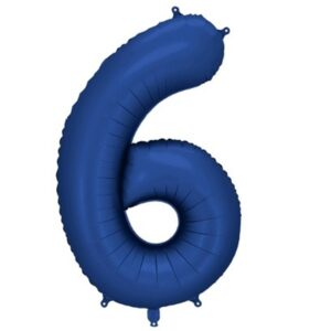 Balónek fóliový tmavě modré číslo "6" 86 cm