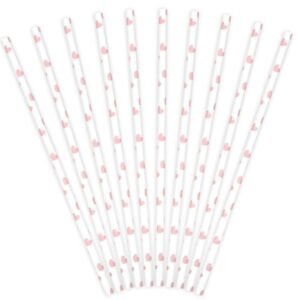 Brčka papírová bílá se srdíčky 10 ks