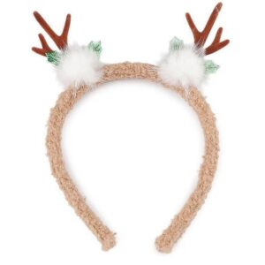 Čelenka do vlasů vánoční sobí rohy béžové
