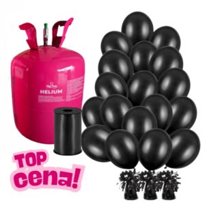 Helium - 18  balónků černých 27 cm - 3 těžítka