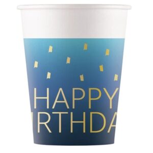 Kelímky papírové Happy Birthday Blue 8ks 200ml