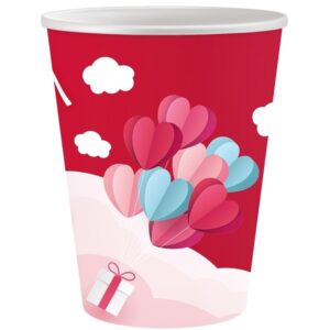 Kelímky papírové Love is in the air červené 250ml 6ks