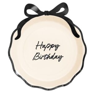 Papírové talířky Happy Birthday s mašličkou 24 cm 6 ks