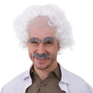 Paruka bílé kudrnaté vlasy s pleší