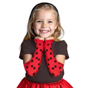 Rukavice bez prstů červené s puntíky