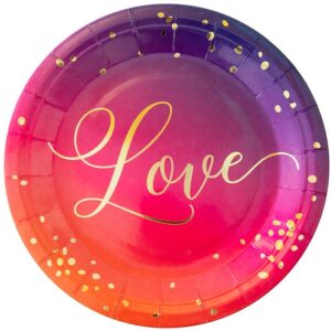Talíře papírové Love fialovo-růžové 18 cm 6 ks