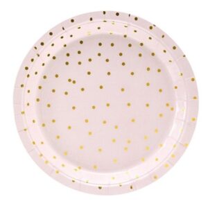 Talířky světle růžové se zlatými tečkami 18 cm