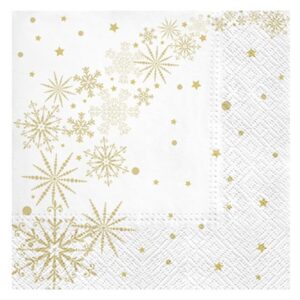 Ubrousky papírové Bílé se zlatými hvězdami 20 ks