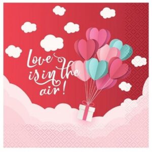 Ubrousky papírové Love is in the air červené 33x33cm 20ks