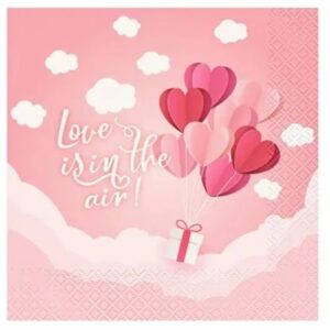 Ubrousky papírové Love is in the air růžové 33x33cm 20ks