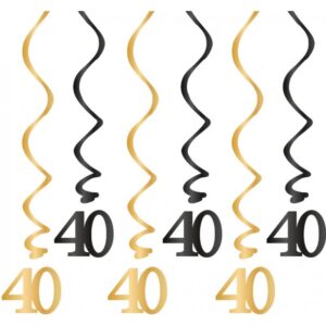 Závěsné spirály "40" černo-zlaté 6 ks
