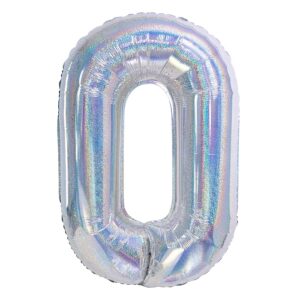 Balónek fóliový číslice 0 holografická stříbrná 100 cm
