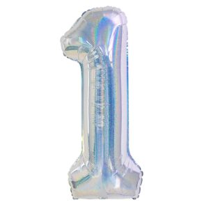 Balónek fóliový číslice 1 holografická stříbrná 100 cm