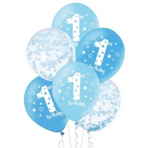 Balónky latexové 1. narozeniny mix modré 30 cm 6 ks