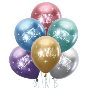 Balónky latexové chromové Happy Birthday 30 cm 6 ks