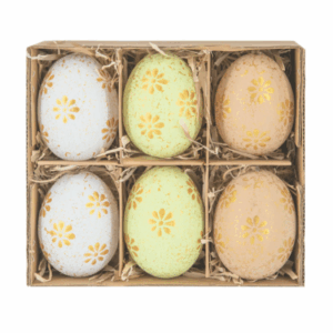 Dekorace Velikonoční - Vajíčka se zlatými květy mix 6 ks