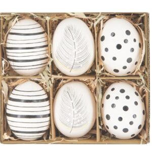 Dekorace velikonoční vajíčka černo-bílá 6 ks