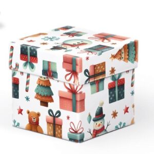 Krabice dárková bílá vánoční A 8x8x8cm