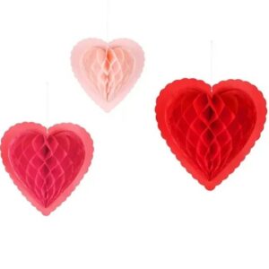 Papírové závěsná srdce 20-30cm 3ks