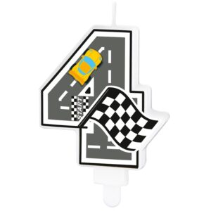 Svíčka závodní auto č. "4" 7 cm