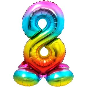 Balónek fóliový číslo 8 samostojné duhové 72 cm