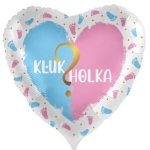 Balónek fóliový srdce Kluk nebo holka? 43 cm
