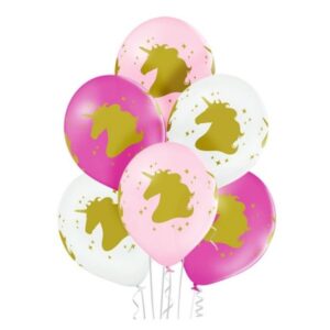 Balónky latexové Zlatý jednorožec 30 cm 6 ks