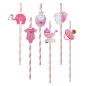 Brčka papírová Baby girl 8 ks