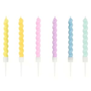 Svíčky dortové kroucené pastel mix 8