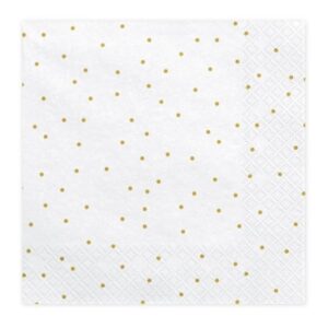 UBROUSKY 3vrstvé bílé se zlatými puntíčky 33x33cm 20ks