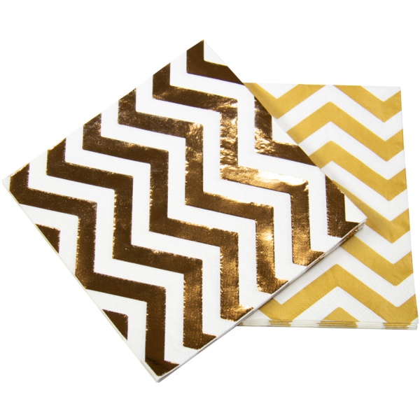 UBROUSKY papírové Zigzag metalické Rose Gold 33x33cm 20ks